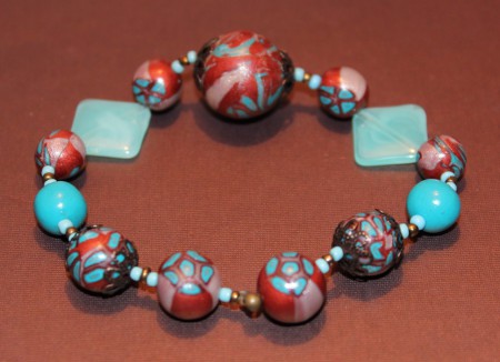 Bracelet turquoise marron élastique 6 euros