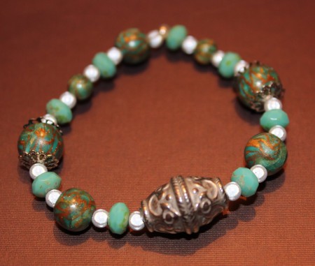Bracelet turquoise argenté élastique 6 euros